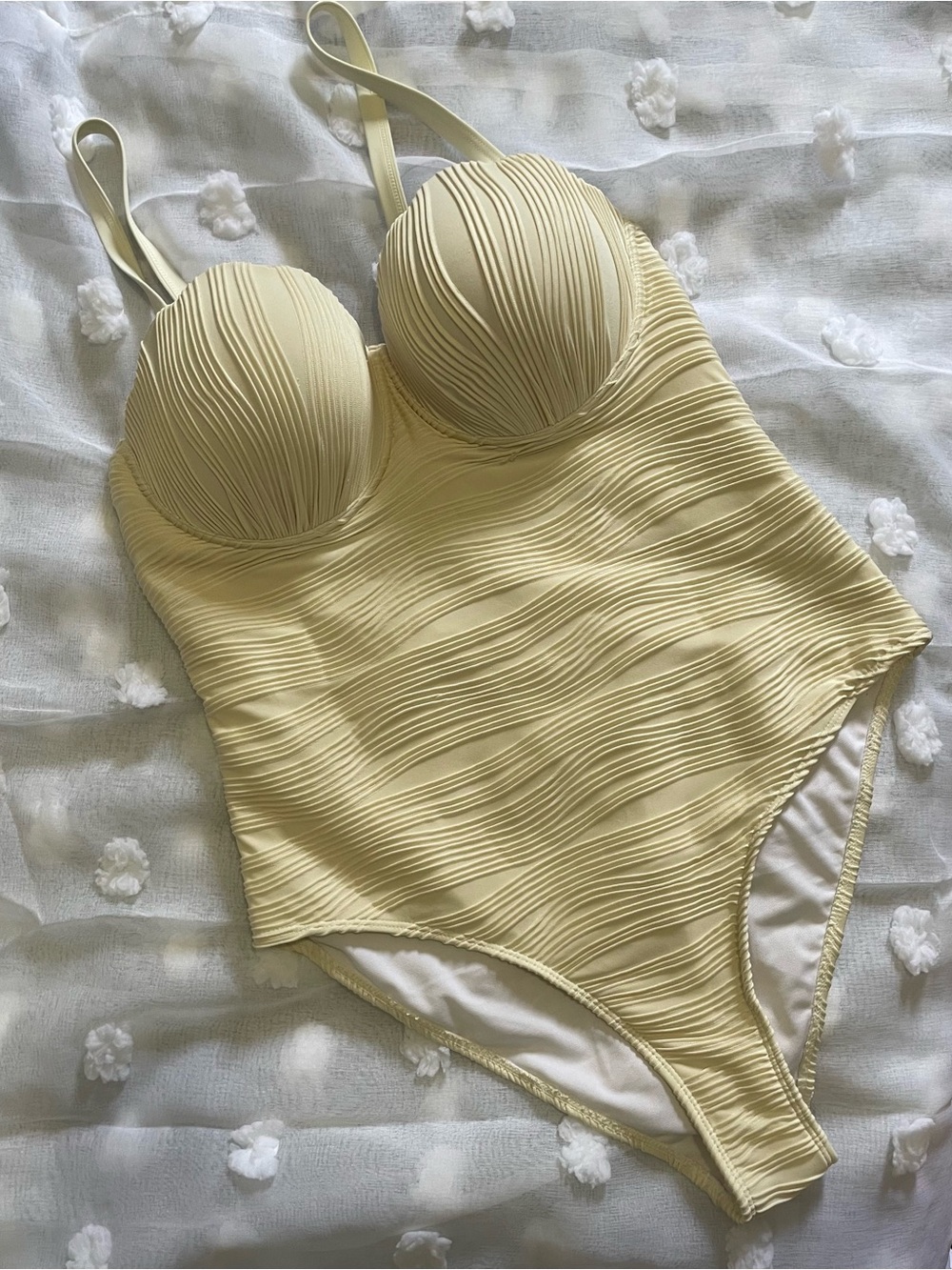 Textured Cream One-Piece Swimsuit